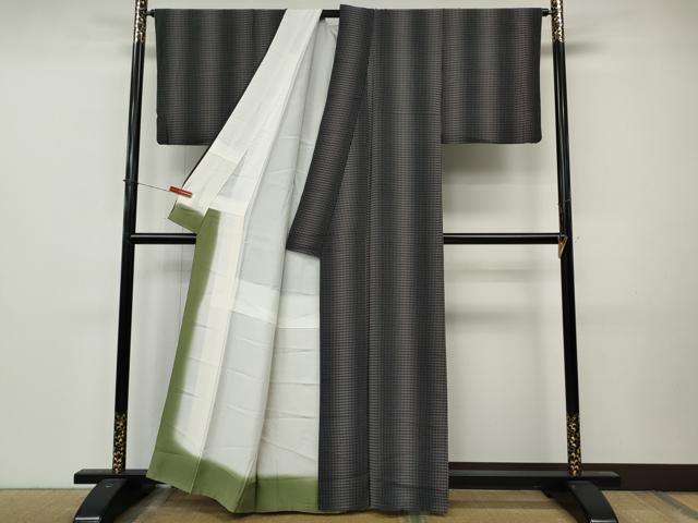 平和屋着物●上質な小紋　幾何学文　黒地　正絹　逸品　CABM9225ut