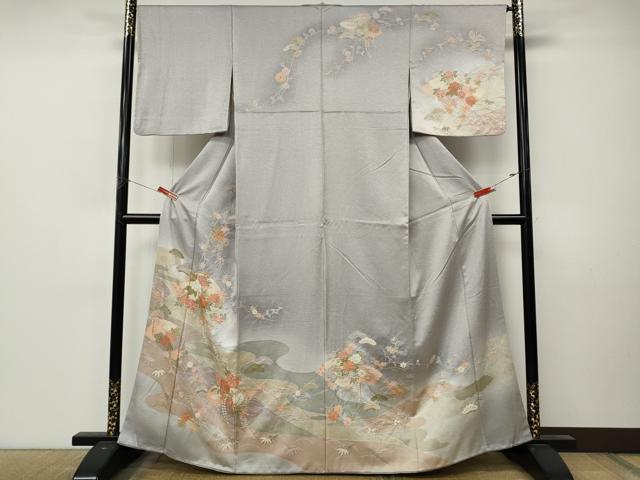 平和屋着物●訪問着　絞り　エ霞地紙花文　暈し染め　金彩　正絹　逸品　CABM9234ut