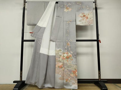 平和屋着物●訪問着　絞り　エ霞地紙花文　暈し染め　金彩　正絹　逸品　CABM9234ut