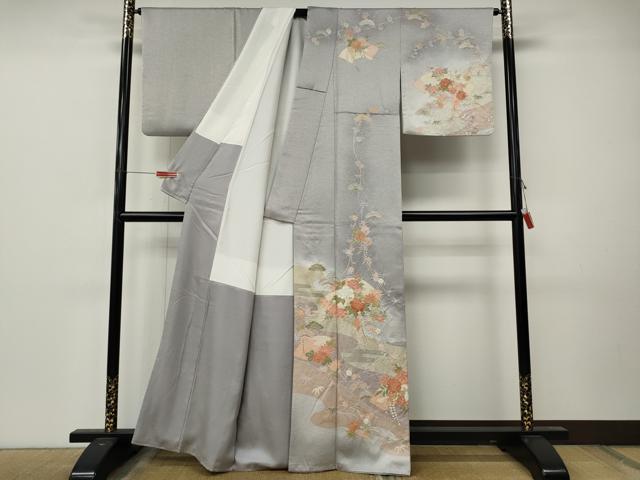 平和屋着物●訪問着　絞り　エ霞地紙花文　暈し染め　金彩　正絹　逸品　CABM9234ut
