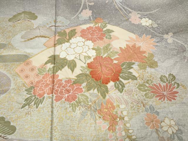 平和屋着物●訪問着　絞り　エ霞地紙花文　暈し染め　金彩　正絹　逸品　CABM9234ut