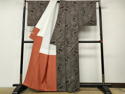 平和屋着物●本場大島紬　7マルキ　蔦の葉花文　正絹　逸品　CABM9237ut