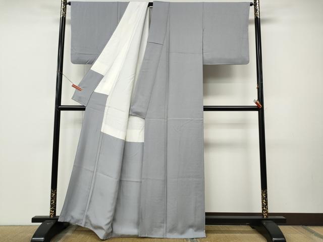 平和屋着物●上質な色無地　作家物　紋意匠　牡丹鼠色　正絹　逸品　CABM9245ut