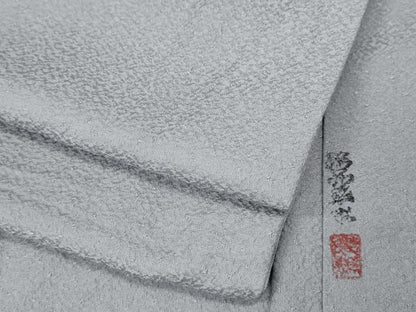 平和屋着物●上質な色無地　作家物　紋意匠　牡丹鼠色　正絹　逸品　CABM9245ut