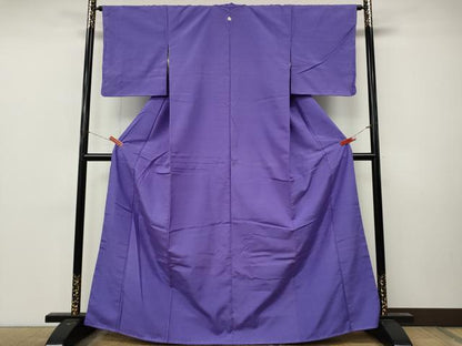 平和屋着物●上質な紬　色無地　江戸紫色　正絹　逸品　未使用　CABM9247ut
