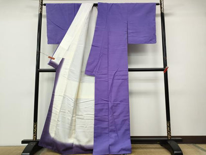 平和屋着物●上質な紬　色無地　江戸紫色　正絹　逸品　未使用　CABM9247ut