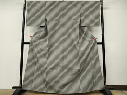 平和屋着物●上質な紬　斜線文　正絹　逸品　CABM9250ut