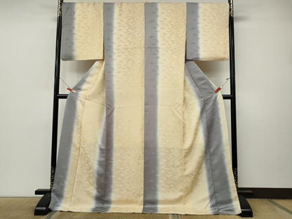 平和屋着物●上質な小紋　舞葉地紋　暈し染め　ロング丈　正絹　逸品　CABM9252ut