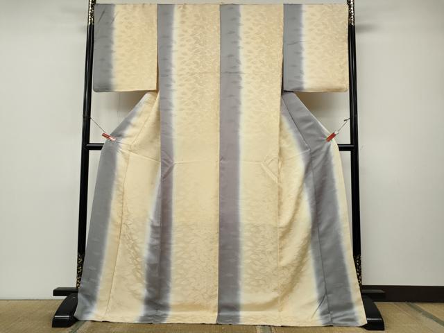 平和屋着物●上質な小紋　舞葉地紋　暈し染め　ロング丈　正絹　逸品　CABM9252ut