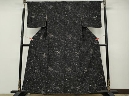 平和屋着物●上質な小紋　霞文　黒地　正絹　逸品　CABM9253ut