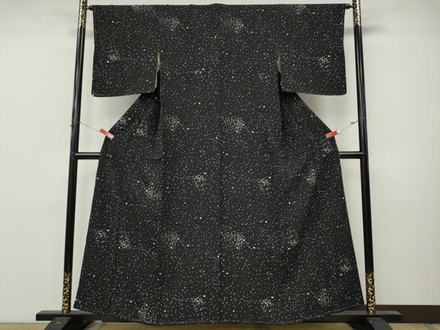平和屋着物●上質な小紋　霞文　黒地　正絹　逸品　CABM9253ut