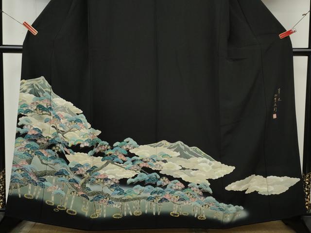 平和屋着物●豪華黒留袖　作家物　草木　加賀五彩　遠山松文　正絹　逸品　CABM9254ut