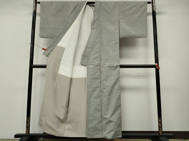 平和屋着物●結城紬　色無地　蕎麦切色　正絹　逸品　CABM9256ut