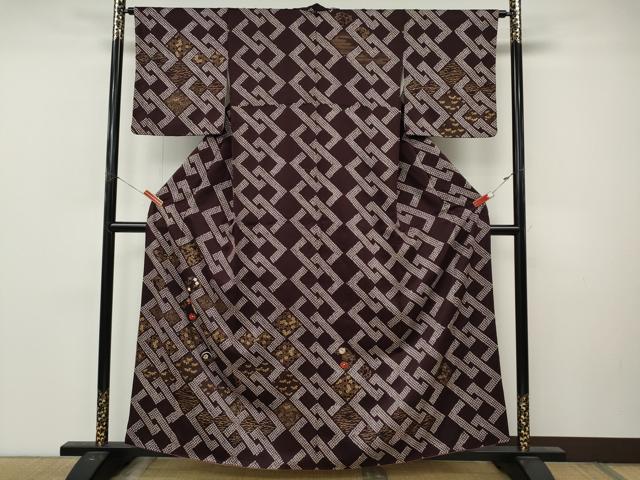 平和屋着物▼訪問着　絞り　刺繍　草花文　金彩　正絹　逸品　CABM9258ut