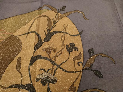 平和屋着物●訪問着　刺繍　草花文　鬼しぼ縮緬　正絹　逸品　CABM9263ut