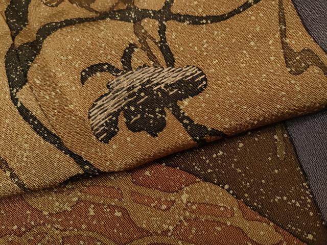 平和屋着物●訪問着　刺繍　草花文　鬼しぼ縮緬　正絹　逸品　CABM9263ut