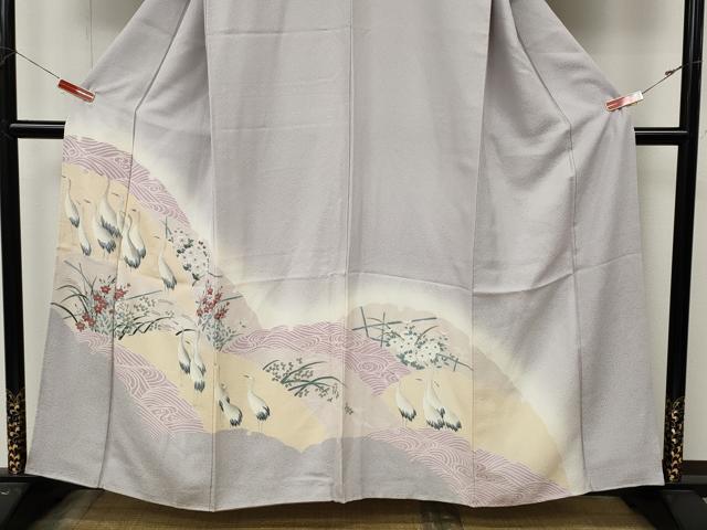 平和屋着物●訪問着　群鶴　雪輪草花文　正絹　逸品　未使用　CABM9268ut