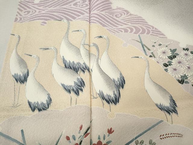 平和屋着物●訪問着　群鶴　雪輪草花文　正絹　逸品　未使用　CABM9268ut