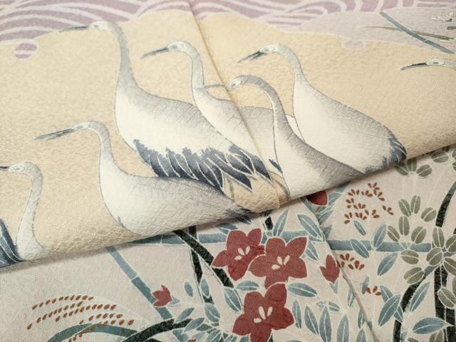 平和屋着物●訪問着　群鶴　雪輪草花文　正絹　逸品　未使用　CABM9268ut