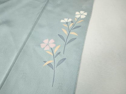 平和屋着物●訪問着　駒刺繍　絞り　草花文　金彩　正絹　逸品　CABM9269ut