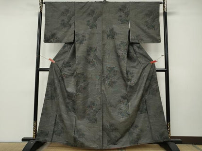 平和屋着物●本場大島紬　9マルキ　風景草木文　正絹　逸品　CABM9274ut