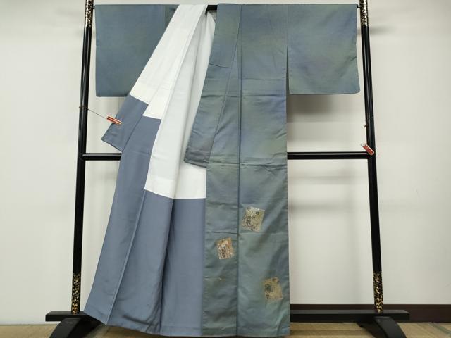 平和屋着物●色留訪問着　紬地　色紙草花文　金彩　正絹　逸品　CABM9275ut