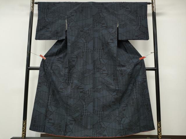 平和屋着物●結城紬　80亀甲　切嵌吉祥花文　正絹　逸品　CABM9281ut