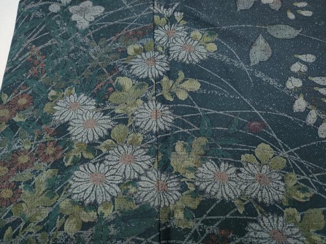 平和屋着物●訪問着　本場縞大島紬　草花文　ますいわ屋扱い　正絹　逸品　CABM9282ut