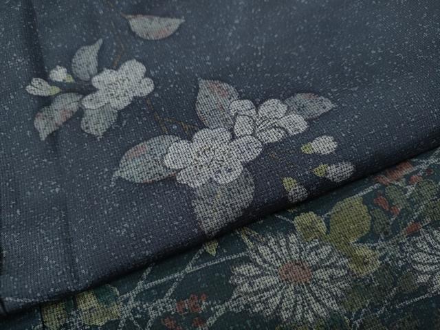 平和屋着物●訪問着　本場縞大島紬　草花文　ますいわ屋扱い　正絹　逸品　CABM9282ut
