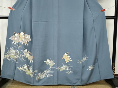 平和屋着物●訪問着　友禅　童子遊び　草花文　正絹　逸品　CABM9287ut