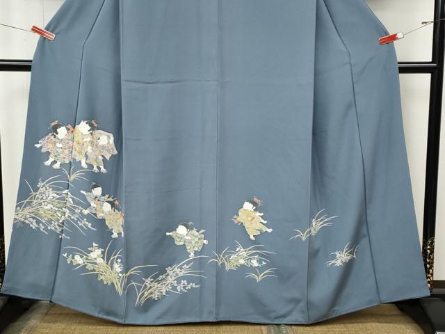 平和屋着物●訪問着　友禅　童子遊び　草花文　正絹　逸品　CABM9287ut