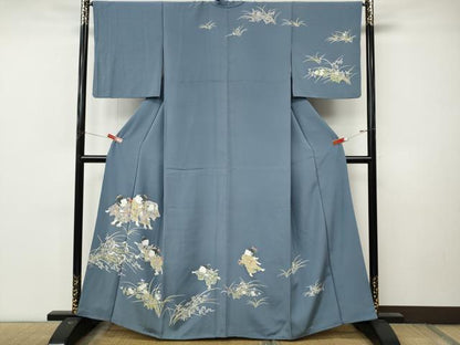 平和屋着物●訪問着　友禅　童子遊び　草花文　正絹　逸品　CABM9287ut