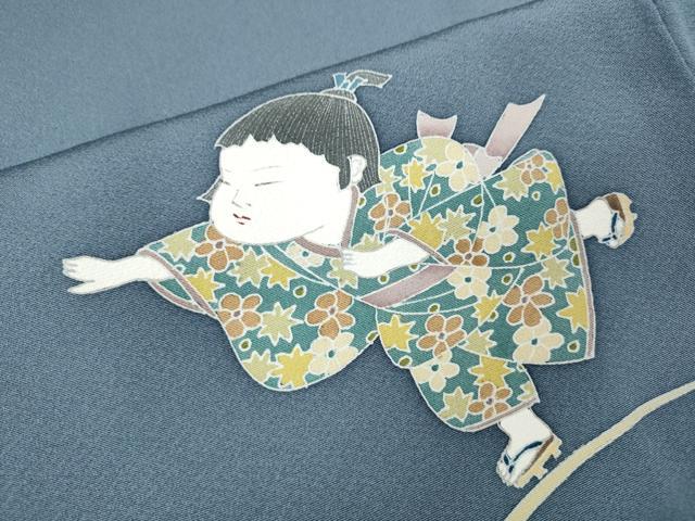 平和屋着物●訪問着　友禅　童子遊び　草花文　正絹　逸品　CABM9287ut