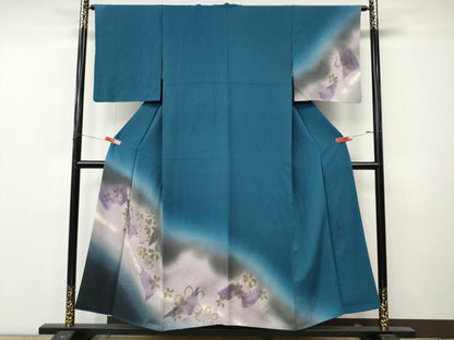 平和屋着物●訪問着　蒼舟　木檜染作家　実之　舞桜文　暈し染め　正絹　逸品　CABM9288ut