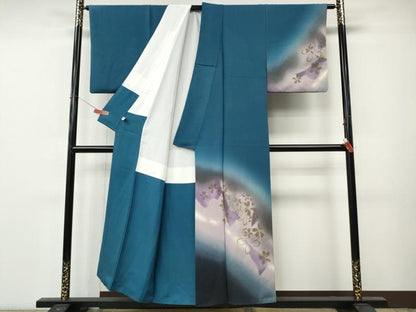 平和屋着物●訪問着　蒼舟　木檜染作家　実之　舞桜文　暈し染め　正絹　逸品　CABM9288ut