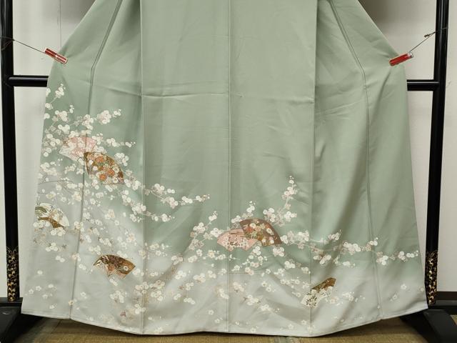 平和屋着物●訪問着　駒刺繍　地紙枝花文　暈し染め　金彩　正絹　逸品　CABM9290ut