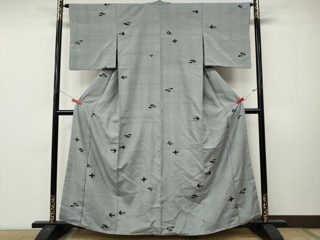 平和屋着物●染色作家　斉藤三才　ぜんまい紬　琉球絣文様　正絹　逸品　CABM9291ut