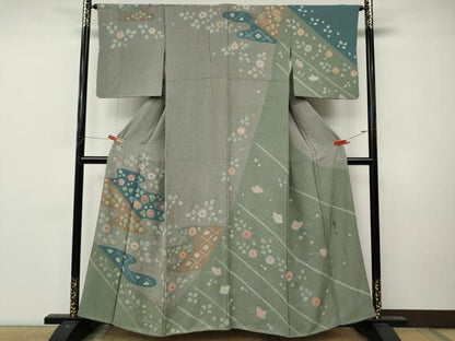 平和屋着物●京友禅の第一人者　松井青々　訪問着　エ霞舞花文　金彩　正絹　逸品　CABM9292ut