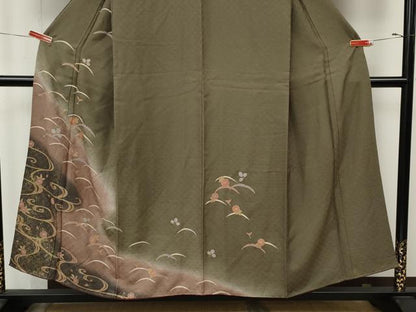 平和屋着物●訪問着　雪芝花文　暈し染め　金彩　正絹　逸品　CABM9294ut