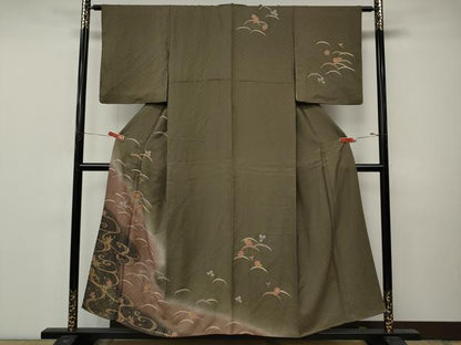 平和屋着物●訪問着　雪芝花文　暈し染め　金彩　正絹　逸品　CABM9294ut