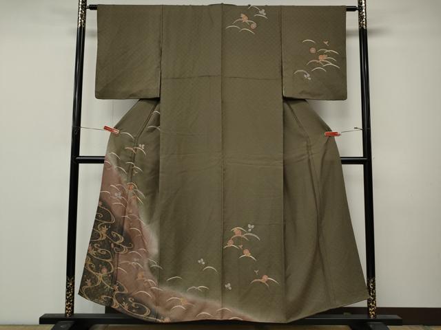 平和屋着物●訪問着　雪芝花文　暈し染め　金彩　正絹　逸品　CABM9294ut