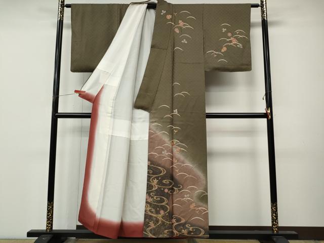 平和屋着物●訪問着　雪芝花文　暈し染め　金彩　正絹　逸品　CABM9294ut