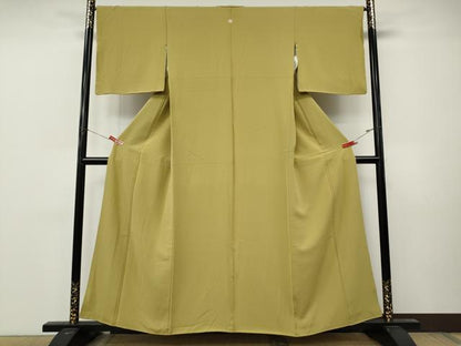 平和屋着物●上質な色無地　芥子色　正絹　逸品　CABM9298ut