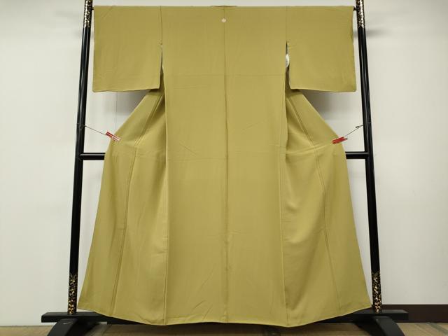 平和屋着物●上質な色無地　芥子色　正絹　逸品　CABM9298ut