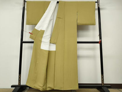 平和屋着物●上質な色無地　芥子色　正絹　逸品　CABM9298ut