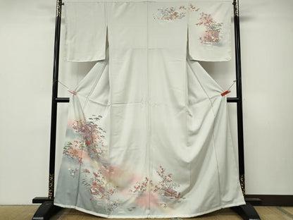 平和屋着物●訪問着　几帳陶器花文　暈し染め　金彩　正絹　逸品　未使用　CABM9301ut