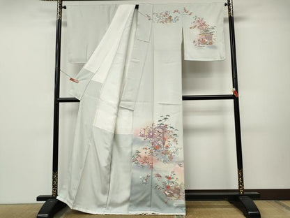 平和屋着物●訪問着　几帳陶器花文　暈し染め　金彩　正絹　逸品　未使用　CABM9301ut