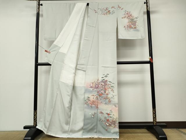 平和屋着物●訪問着　几帳陶器花文　暈し染め　金彩　正絹　逸品　未使用　CABM9301ut