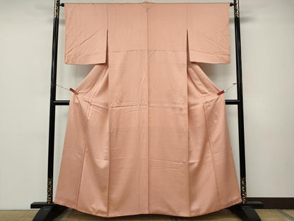 平和屋着物●上質な色無地　作家物　草花地紋　一斤染色　正絹　逸品　CABM9306ut
