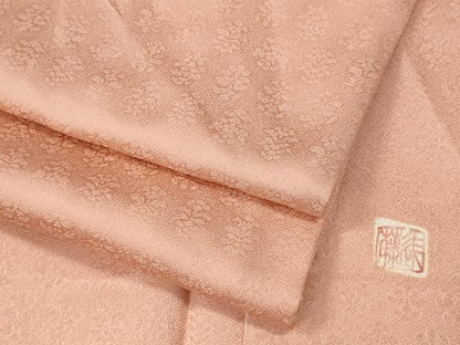 平和屋着物●上質な色無地　作家物　草花地紋　一斤染色　正絹　逸品　CABM9306ut
